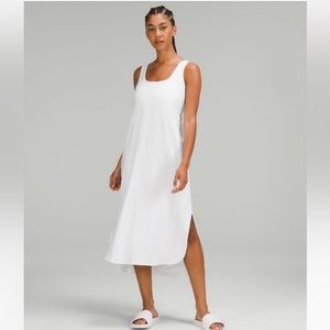 White Lululemon Pima Cotton Open-Back Midi Dress